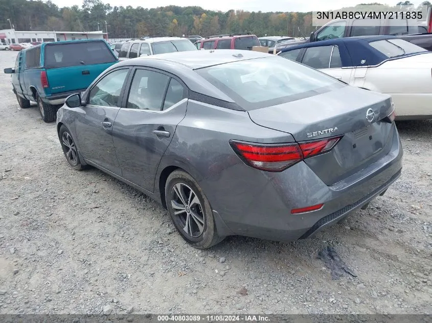 2021 Nissan Sentra Sv Xtronic Cvt VIN: 3N1AB8CV4MY211835 Lot: 40803089