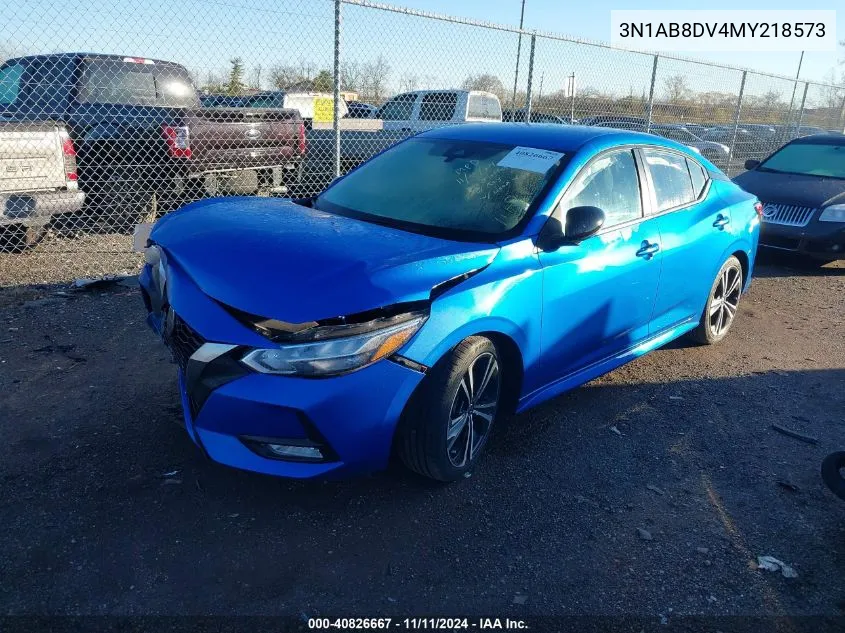 2021 Nissan Sentra Sr VIN: 3N1AB8DV4MY218573 Lot: 40826667