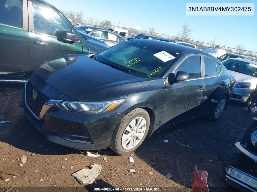 2021 Nissan Sentra S Xtronic Cvt VIN: 3N1AB8BV4MY302475 Lot: 40826748