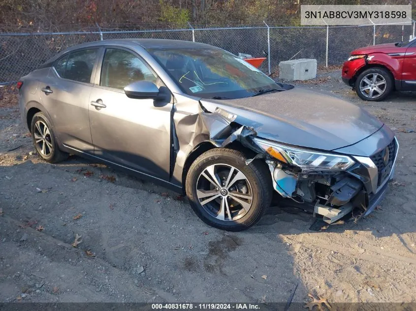 2021 Nissan Sentra Sv Xtronic Cvt VIN: 3N1AB8CV3MY318598 Lot: 40831678