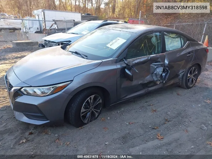 2021 Nissan Sentra Sv Xtronic Cvt VIN: 3N1AB8CV3MY318598 Lot: 40831678