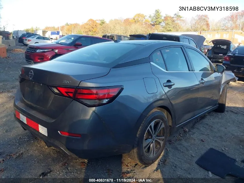 2021 Nissan Sentra Sv Xtronic Cvt VIN: 3N1AB8CV3MY318598 Lot: 40831678