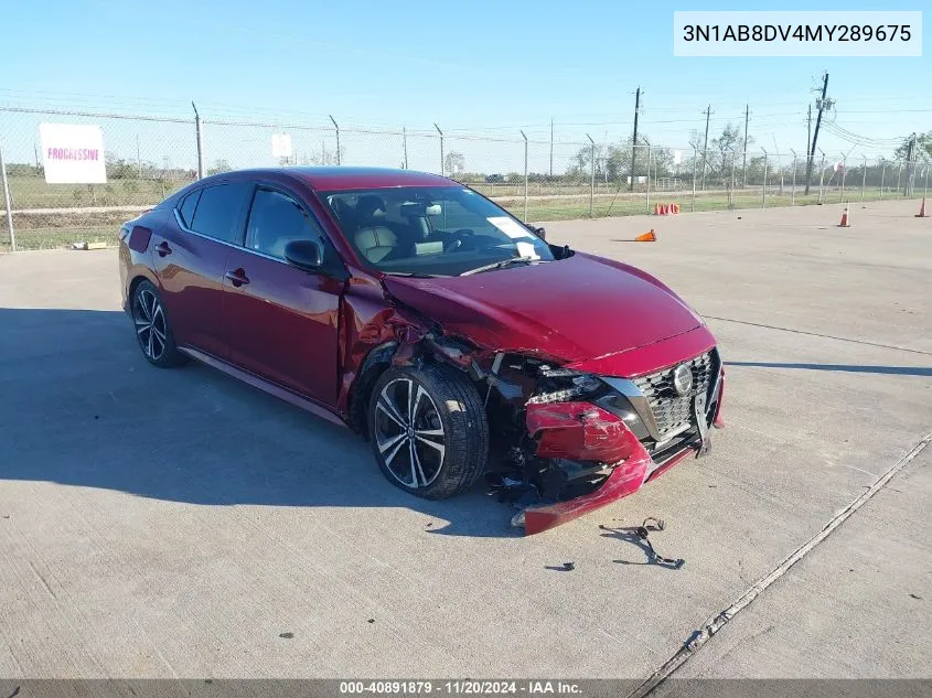 2021 Nissan Sentra Sr Xtronic Cvt VIN: 3N1AB8DV4MY289675 Lot: 40891879