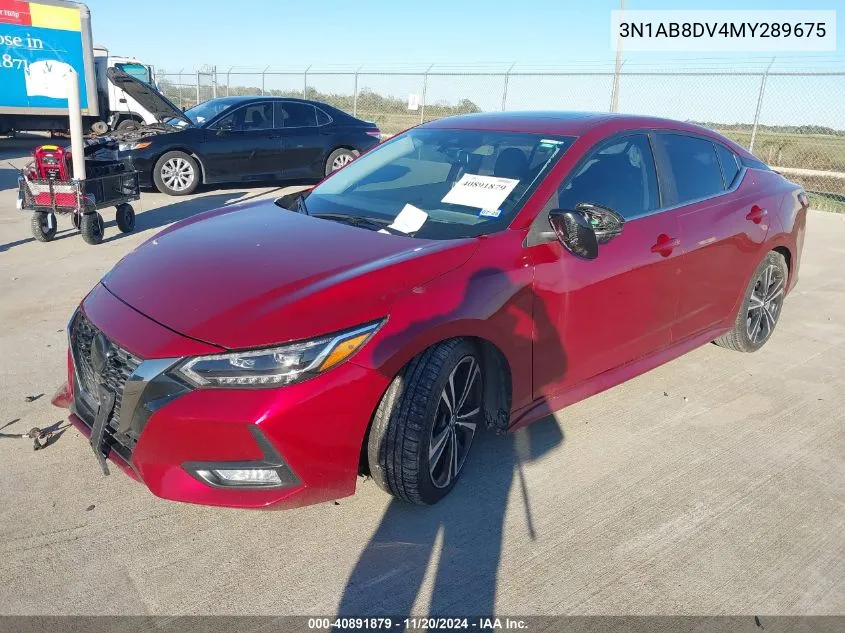 2021 Nissan Sentra Sr Xtronic Cvt VIN: 3N1AB8DV4MY289675 Lot: 40891879