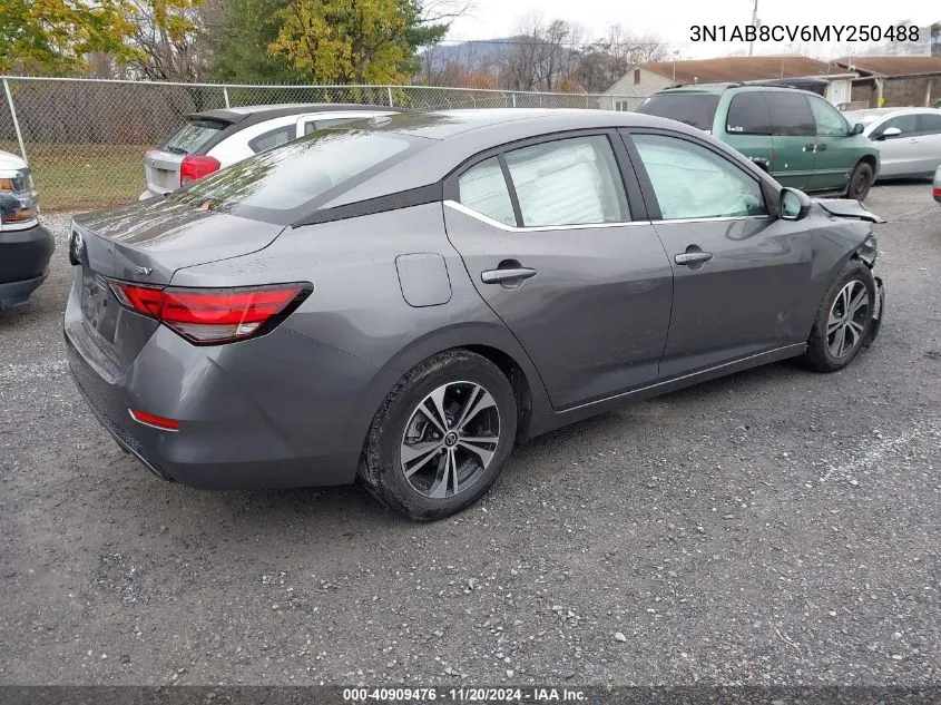 2021 Nissan Sentra Sv Xtronic Cvt VIN: 3N1AB8CV6MY250488 Lot: 40909476