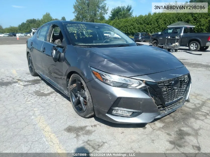 2022 Nissan Sentra VIN: 3N1AB8DV6NY298086 Lot: 12075989