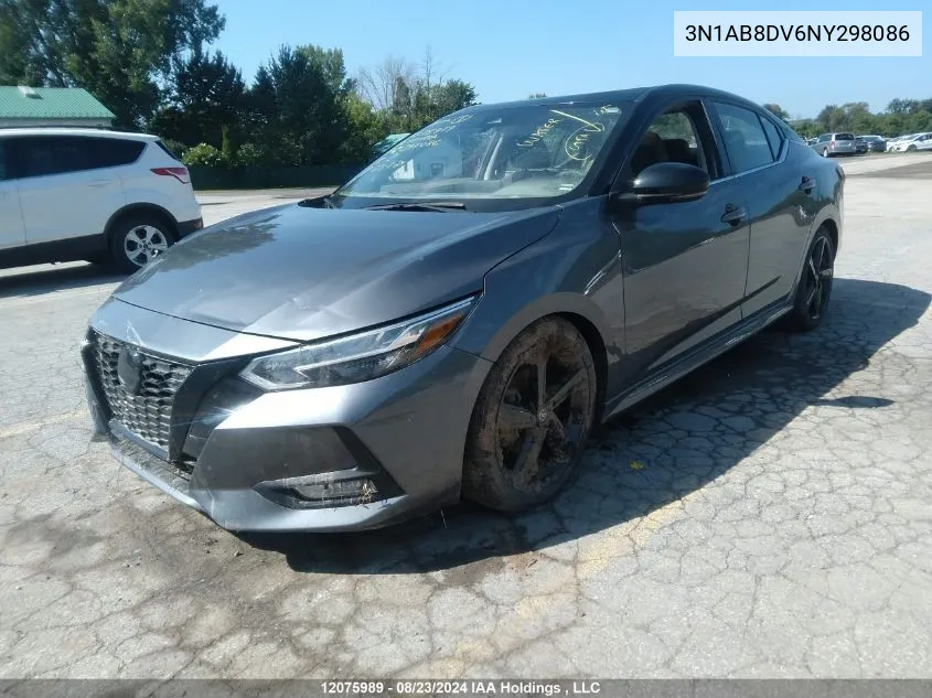 2022 Nissan Sentra VIN: 3N1AB8DV6NY298086 Lot: 12075989