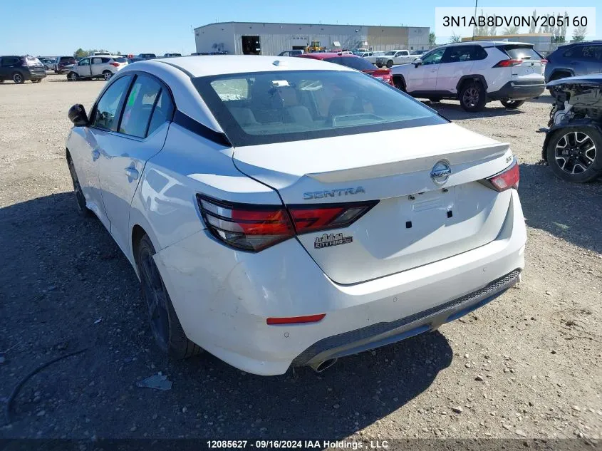 2022 Nissan Sentra VIN: 3N1AB8DV0NY205160 Lot: 12085627