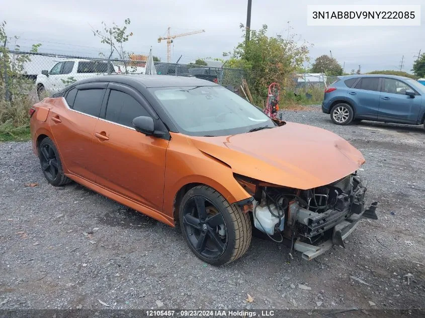 2022 Nissan Sentra Sr VIN: 3N1AB8DV9NY222085 Lot: 12105457