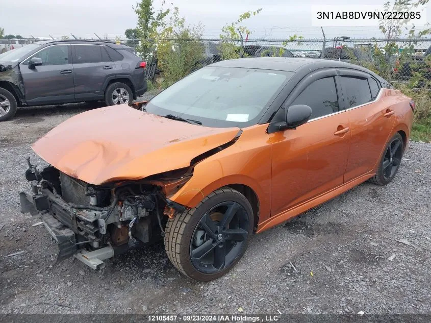 2022 Nissan Sentra Sr VIN: 3N1AB8DV9NY222085 Lot: 12105457