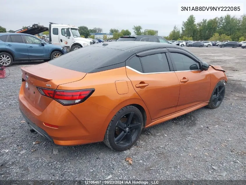 2022 Nissan Sentra Sr VIN: 3N1AB8DV9NY222085 Lot: 12105457