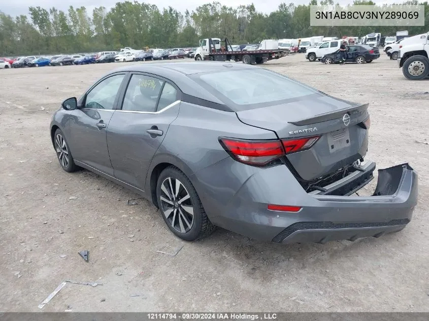 2022 Nissan Sentra Sv VIN: 3N1AB8CV3NY289069 Lot: 12114794