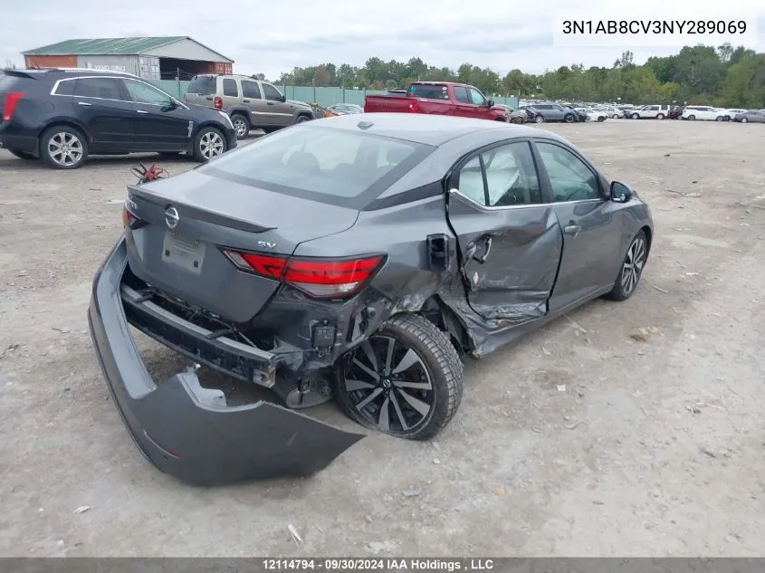 2022 Nissan Sentra Sv VIN: 3N1AB8CV3NY289069 Lot: 12114794