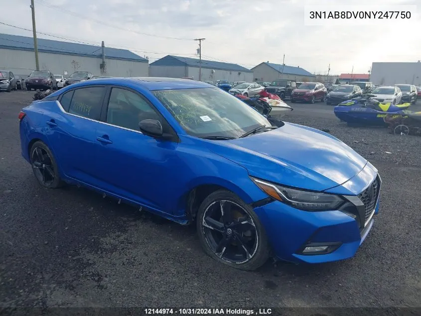 2022 Nissan Sentra VIN: 3N1AB8DV0NY247750 Lot: 12144974