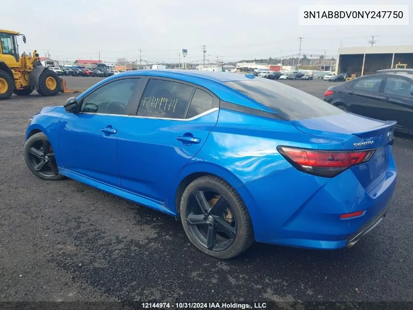 2022 Nissan Sentra VIN: 3N1AB8DV0NY247750 Lot: 12144974