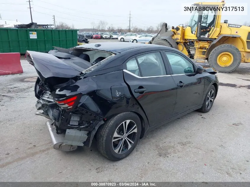 2022 Nissan Sentra Sv Xtronic Cvt VIN: 3N1AB8CV6NY317513 Lot: 38870923