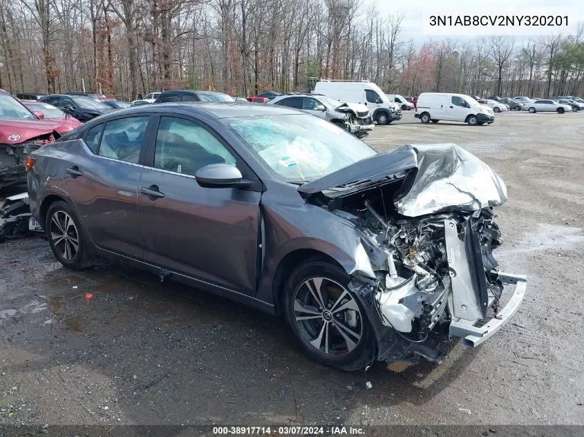 2022 Nissan Sentra Sv Xtronic Cvt VIN: 3N1AB8CV2NY320201 Lot: 38917714