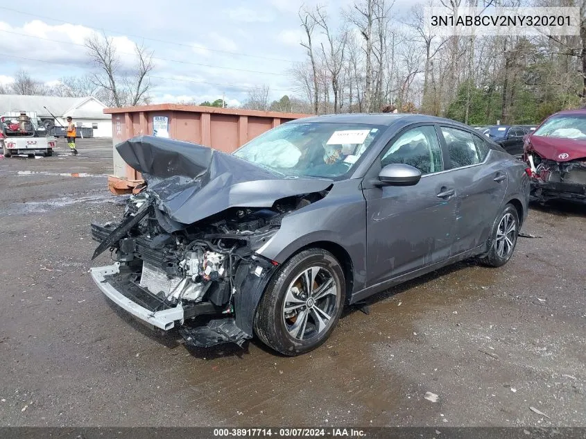 2022 Nissan Sentra Sv Xtronic Cvt VIN: 3N1AB8CV2NY320201 Lot: 38917714