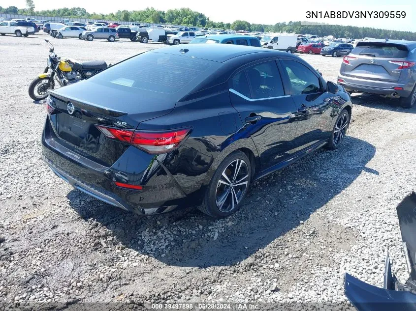 2022 Nissan Sentra Sr Xtronic Cvt VIN: 3N1AB8DV3NY309559 Lot: 39497898