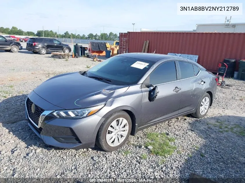 2022 Nissan Sentra S Xtronic Cvt VIN: 3N1AB8BV2NY212789 Lot: 39540171