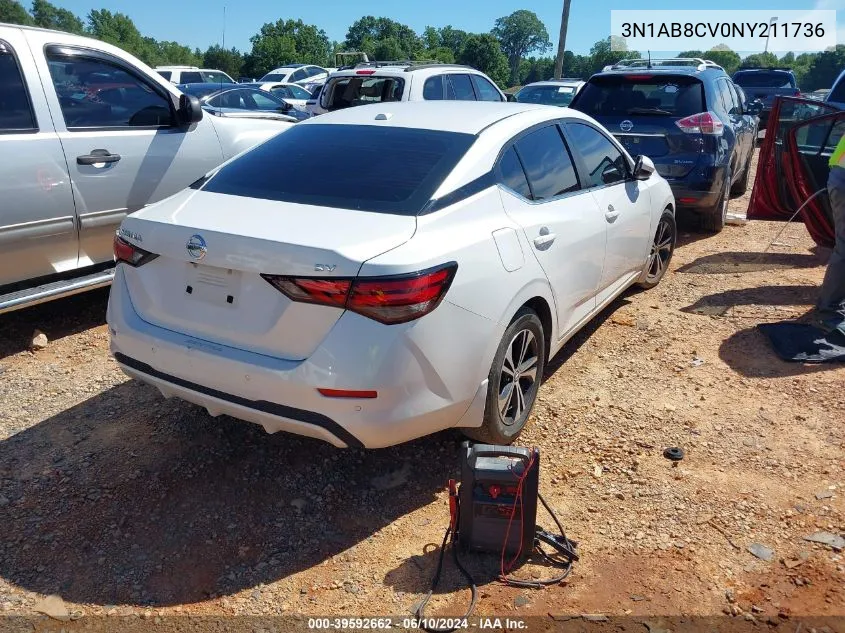 2022 Nissan Sentra Sv Xtronic Cvt VIN: 3N1AB8CV0NY211736 Lot: 39592662