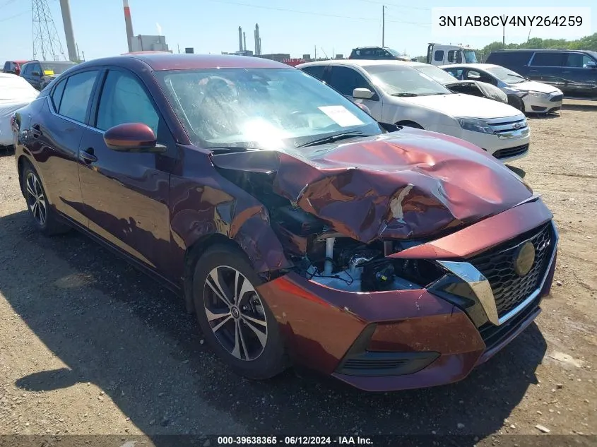 2022 Nissan Sentra Sv Xtronic Cvt VIN: 3N1AB8CV4NY264259 Lot: 39638365