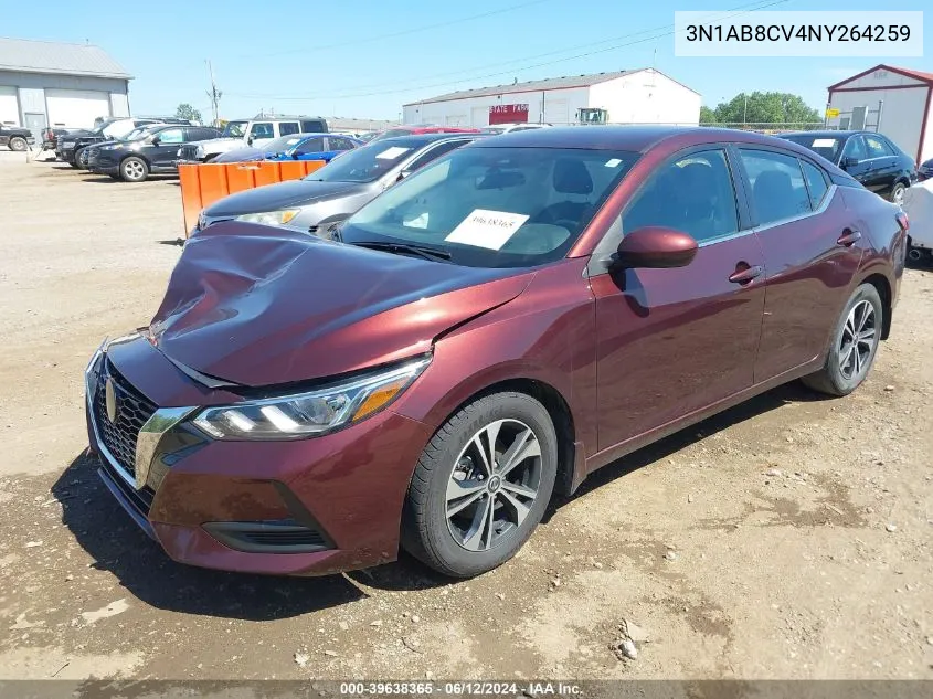 2022 Nissan Sentra Sv Xtronic Cvt VIN: 3N1AB8CV4NY264259 Lot: 39638365