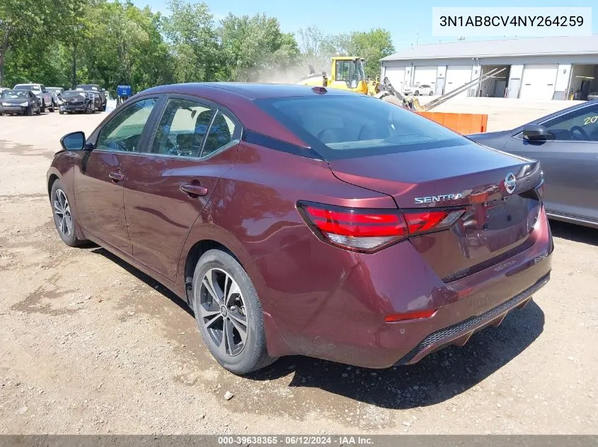 2022 Nissan Sentra Sv Xtronic Cvt VIN: 3N1AB8CV4NY264259 Lot: 39638365