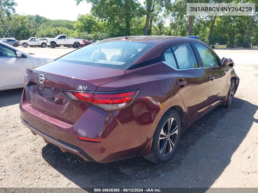 2022 Nissan Sentra Sv Xtronic Cvt VIN: 3N1AB8CV4NY264259 Lot: 39638365