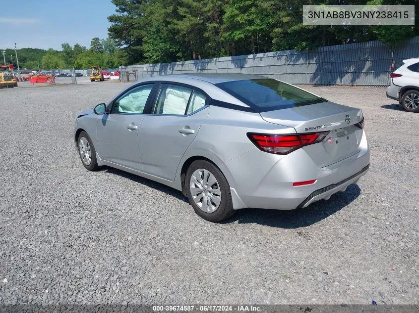 2022 Nissan Sentra S Xtronic Cvt VIN: 3N1AB8BV3NY238415 Lot: 39674587