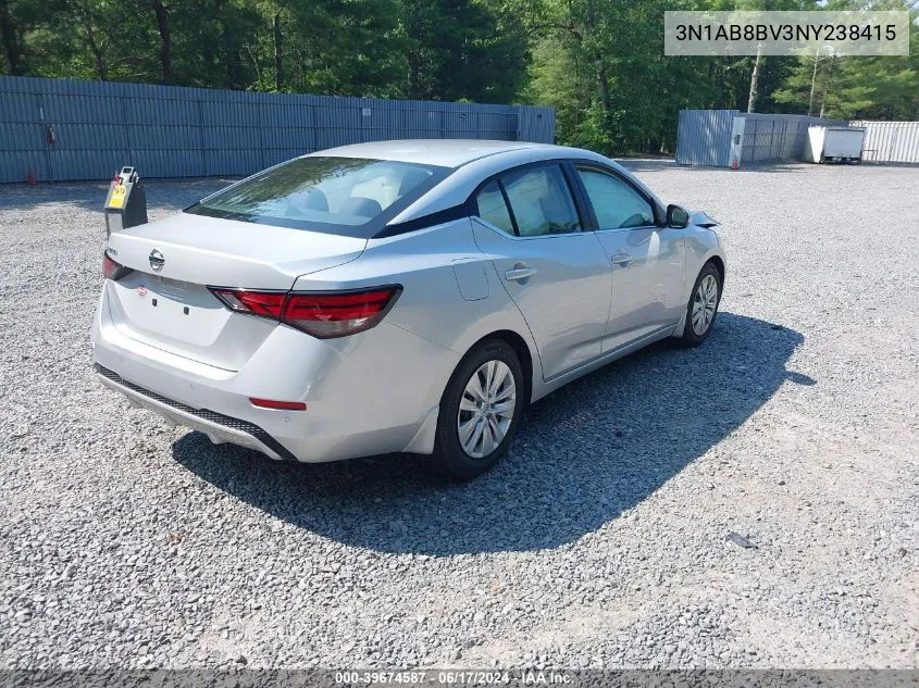 3N1AB8BV3NY238415 2022 Nissan Sentra S Xtronic Cvt