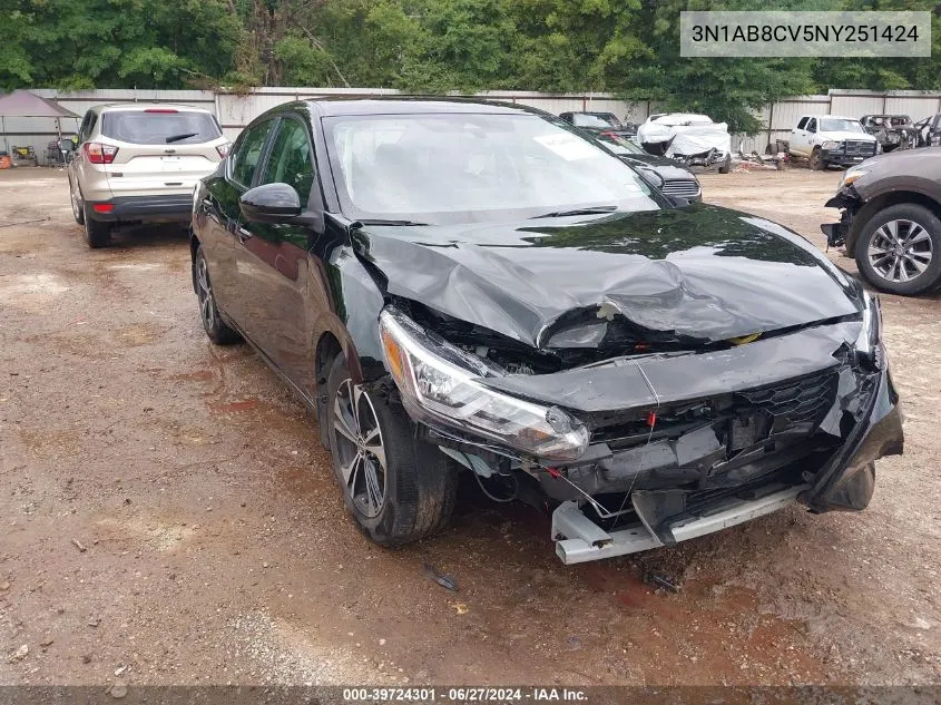 2022 Nissan Sentra Sv Xtronic Cvt VIN: 3N1AB8CV5NY251424 Lot: 39724301