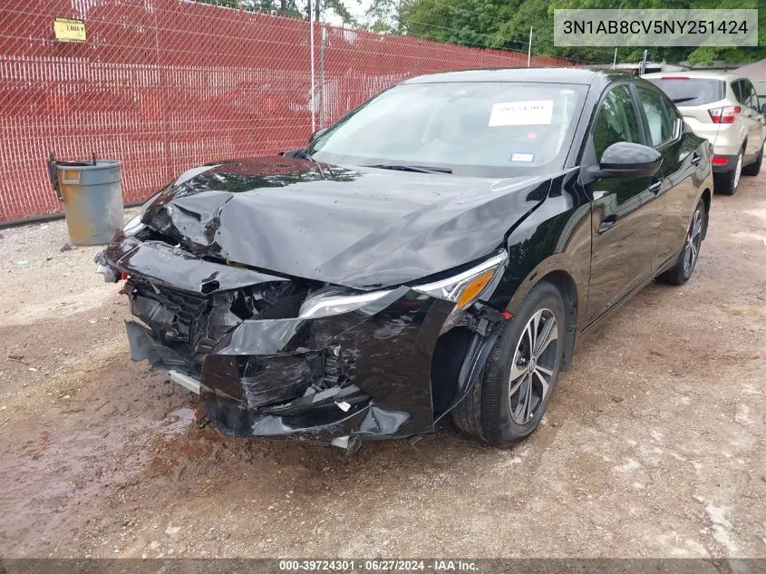 2022 Nissan Sentra Sv Xtronic Cvt VIN: 3N1AB8CV5NY251424 Lot: 39724301