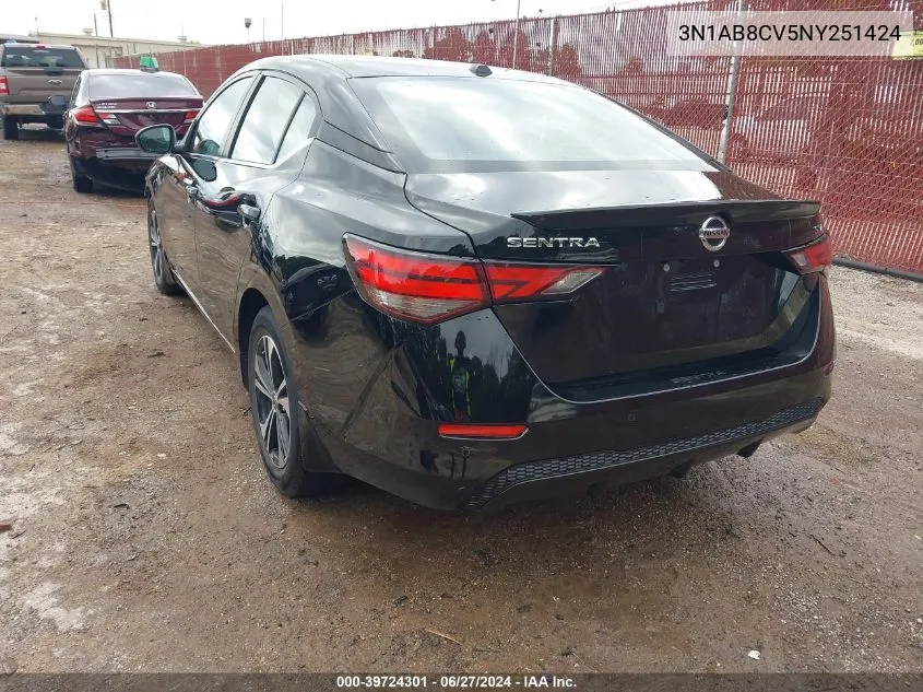 2022 Nissan Sentra Sv Xtronic Cvt VIN: 3N1AB8CV5NY251424 Lot: 39724301