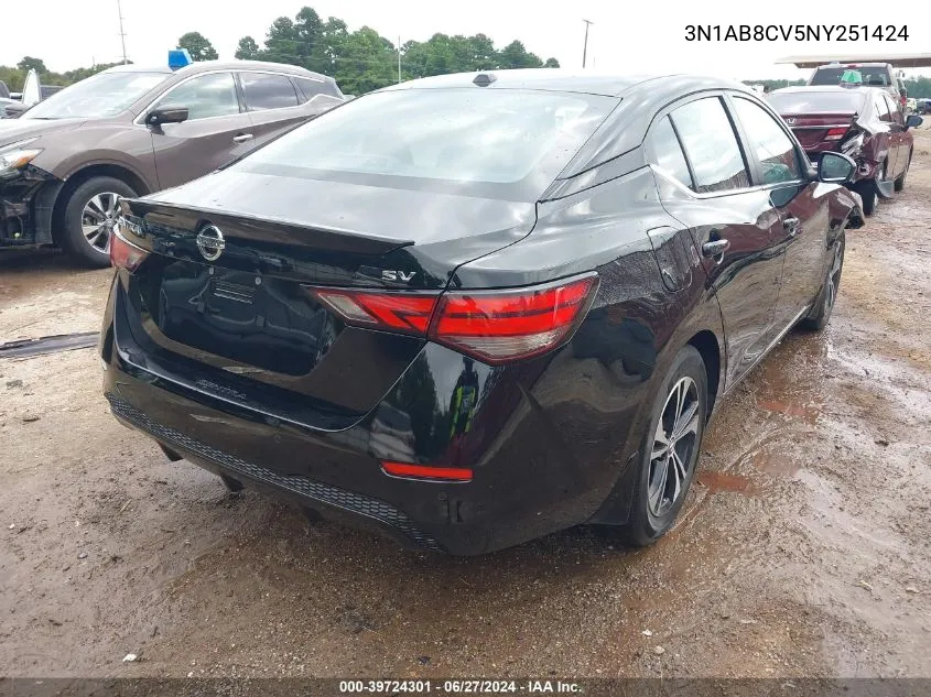 2022 Nissan Sentra Sv Xtronic Cvt VIN: 3N1AB8CV5NY251424 Lot: 39724301