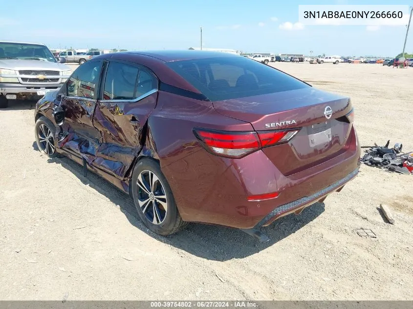 2022 Nissan Sentra VIN: 3N1AB8AE0NY266660 Lot: 39754802