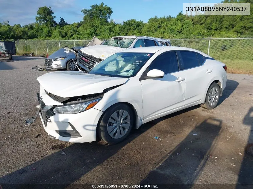 2022 Nissan Sentra S Xtronic Cvt VIN: 3N1AB8BV5NY240537 Lot: 39795051