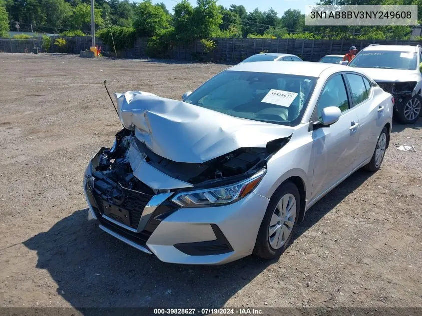 2022 Nissan Sentra S Xtronic Cvt VIN: 3N1AB8BV3NY249608 Lot: 39828627