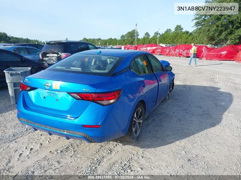 2022 Nissan Sentra Sv Xtronic Cvt VIN: 3N1AB8CV7NY223947 Lot: 39937985