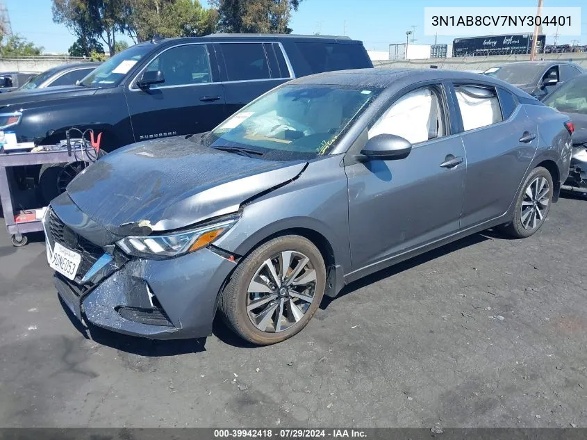 2022 Nissan Sentra Sv VIN: 3N1AB8CV7NY304401 Lot: 39942418