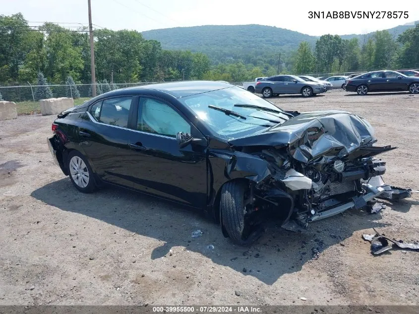 2022 Nissan Sentra S Xtronic Cvt VIN: 3N1AB8BV5NY278575 Lot: 39955500