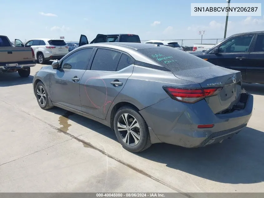 2022 Nissan Sentra Sv Xtronic Cvt VIN: 3N1AB8CV5NY206287 Lot: 40045080