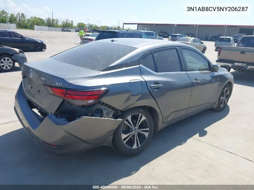 2022 Nissan Sentra Sv Xtronic Cvt VIN: 3N1AB8CV5NY206287 Lot: 40045080