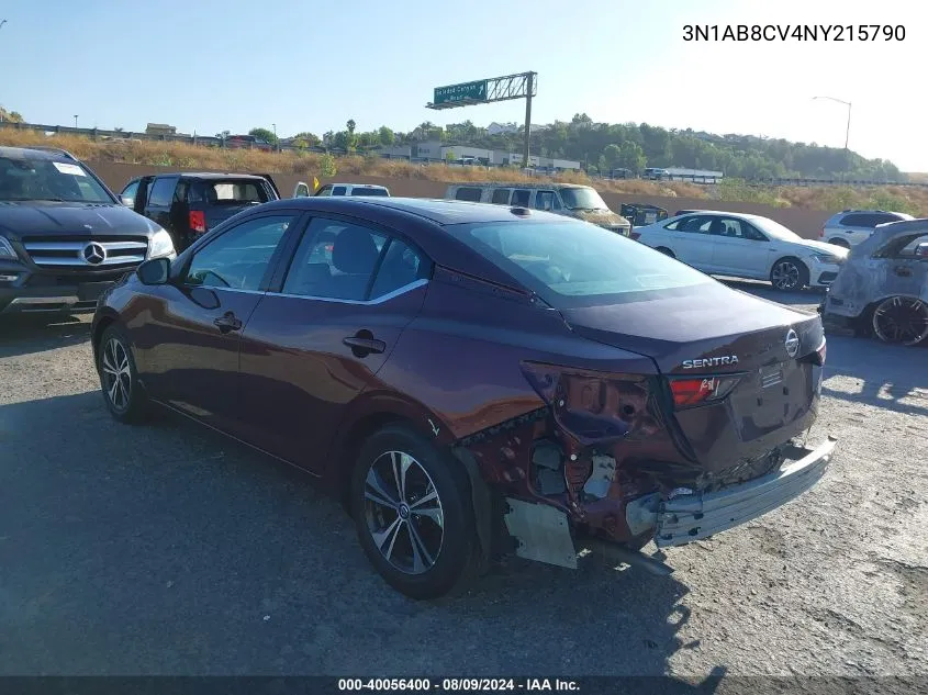 2022 Nissan Sentra Sv Xtronic Cvt VIN: 3N1AB8CV4NY215790 Lot: 40056400