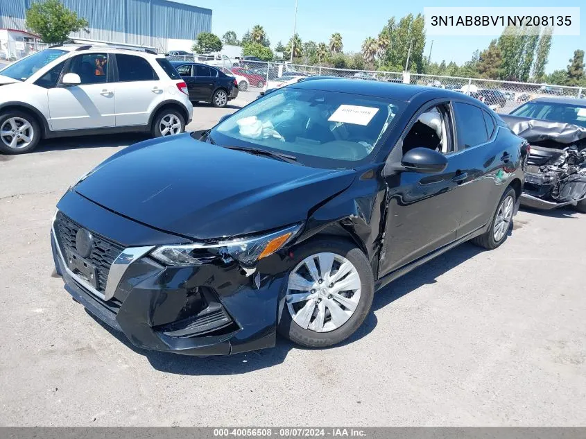 2022 Nissan Sentra S Xtronic Cvt VIN: 3N1AB8BV1NY208135 Lot: 40056508