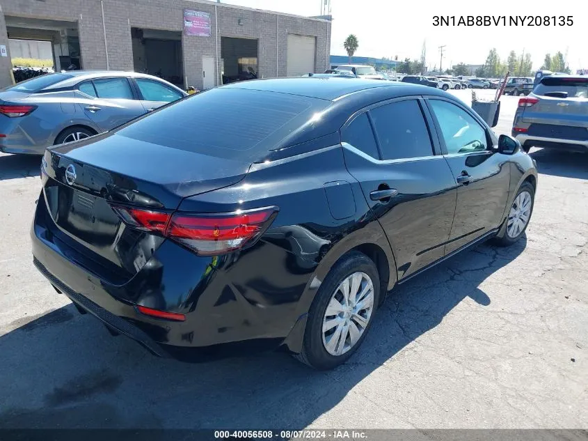 2022 Nissan Sentra S Xtronic Cvt VIN: 3N1AB8BV1NY208135 Lot: 40056508