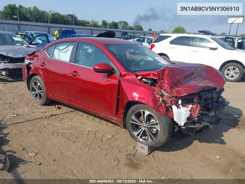 2022 Nissan Sentra Sv Xtronic Cvt VIN: 3N1AB8CV5NY306910 Lot: 40056593