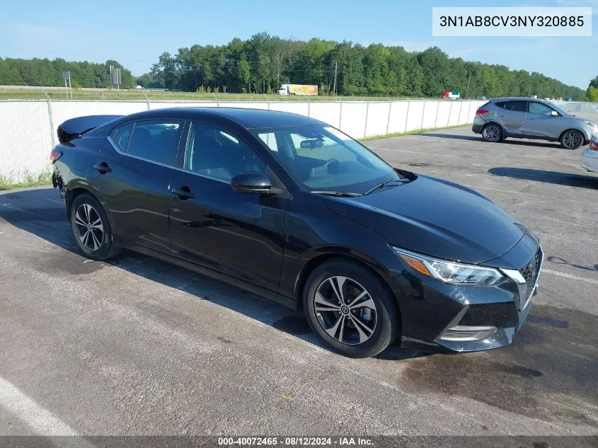 3N1AB8CV3NY320885 2022 Nissan Sentra Sv Xtronic Cvt