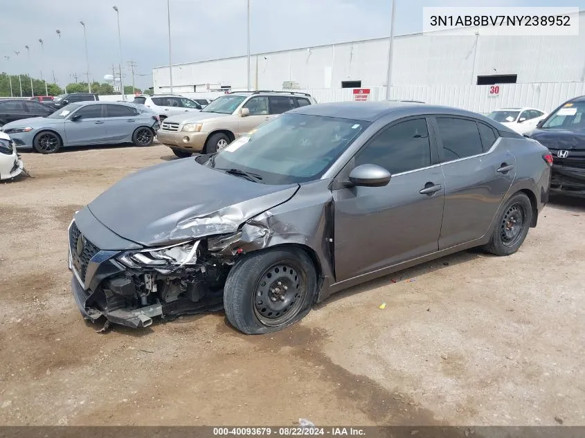 2022 Nissan Sentra S Xtronic Cvt VIN: 3N1AB8BV7NY238952 Lot: 40093679