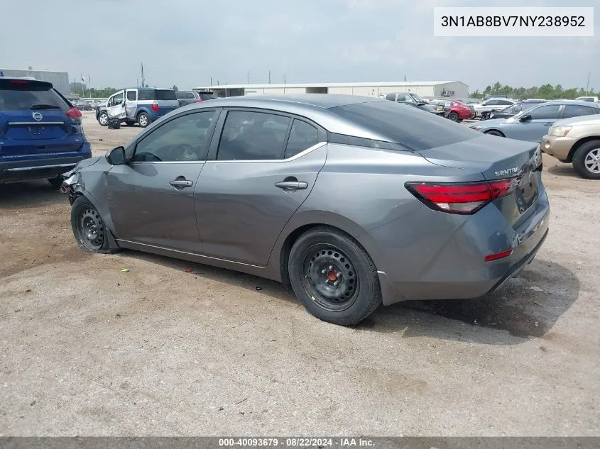 2022 Nissan Sentra S Xtronic Cvt VIN: 3N1AB8BV7NY238952 Lot: 40093679